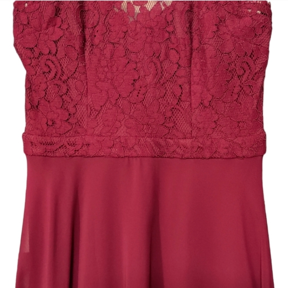 Lulu's Dance All Evening Burgundy Lace Maxi Dress Women's Size Extra Small XS - Picture 6 of 11